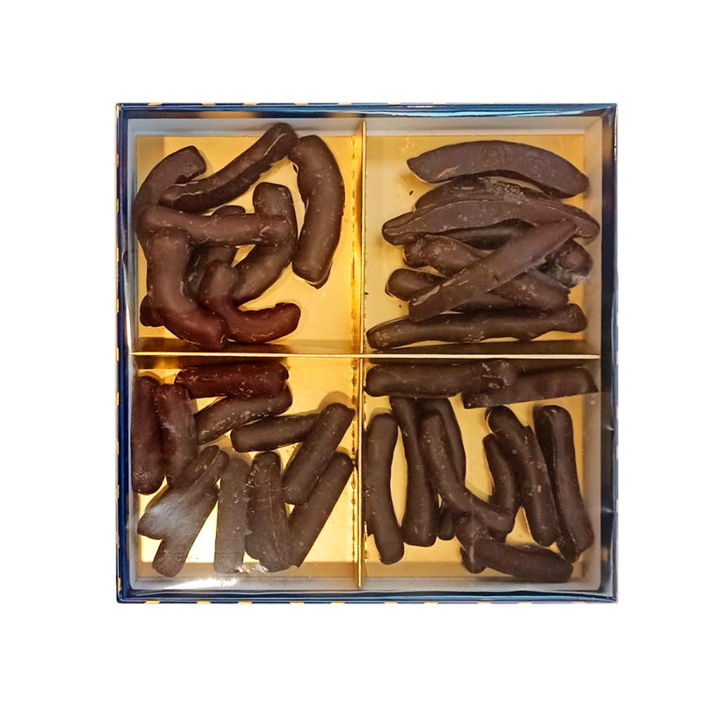 Zanzibar Leonettes 360g – casca de fruta cristalizada coberta com chocolate belga