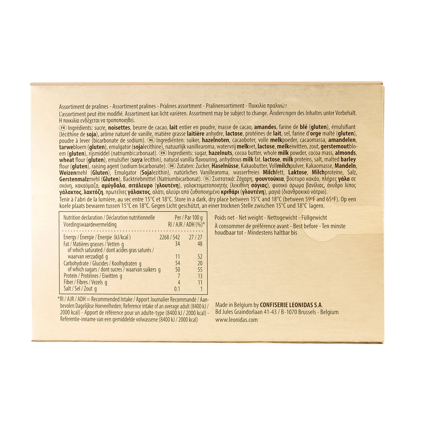 caixa de giangujas dourada : gianduja, giantina e giamanda
