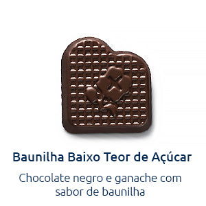 bombom baixo teor de açúcar de chocolate negro e ganache com sabor a baunilha