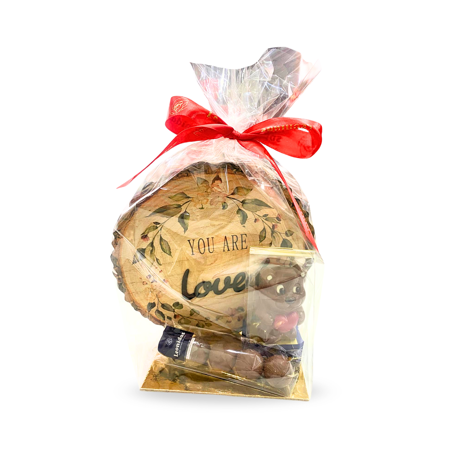 Kit Decoração de Madeira "Love" com Figura e 5 Bombons