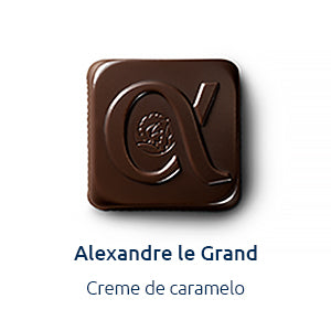 bombom Alexandre le Grand de chocolate negro e creme de caramelo