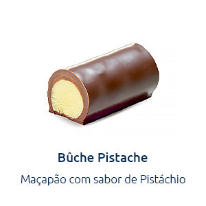 bombom buche de chocolate com maçapao sabor a pistachio