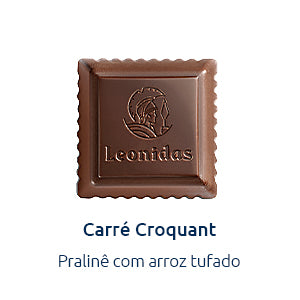 bombom carre croquant de chocolate de leite com praline de arroz tufado