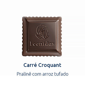 bombom carre croquant dark de chocolate negro com praline de arroz tufado