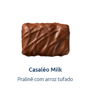 bombom casaleo milk de chocolate de leite com praline de arroz tufado