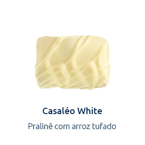 bombom casaleo white de chocolate branco com pralinê de arroz tufado